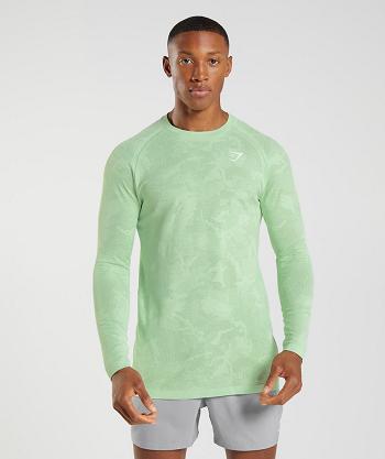 Long Sleeve Gymshark Geo Seamless Hombre Verde Verde | CO 3480JPQ